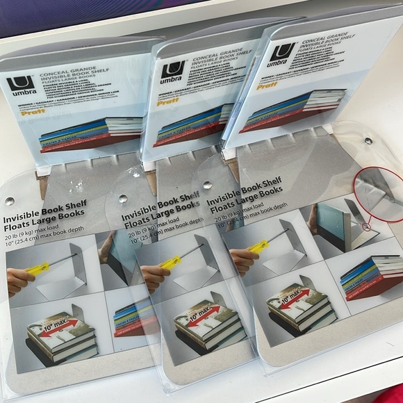 Umbra Invisible Book Shelves x 3 Large Size - Picture 3 of 3